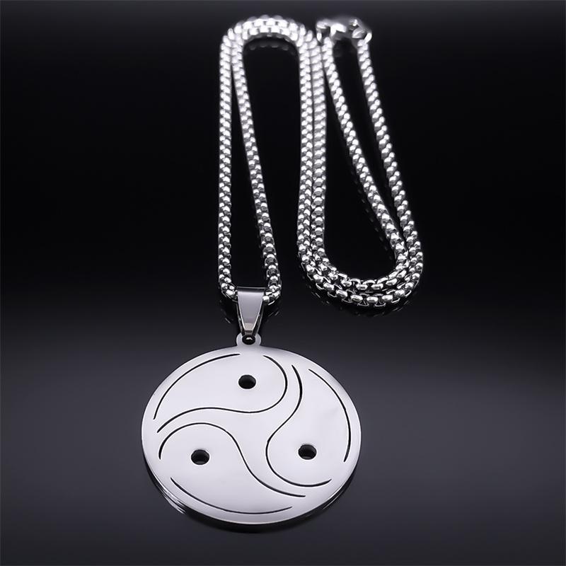 Trendy BDSM Symbol Pendant Necklace for Men Women Stainless Steel Silver Color Necklace Hip Hop Party Chain Jewelry N8096S06