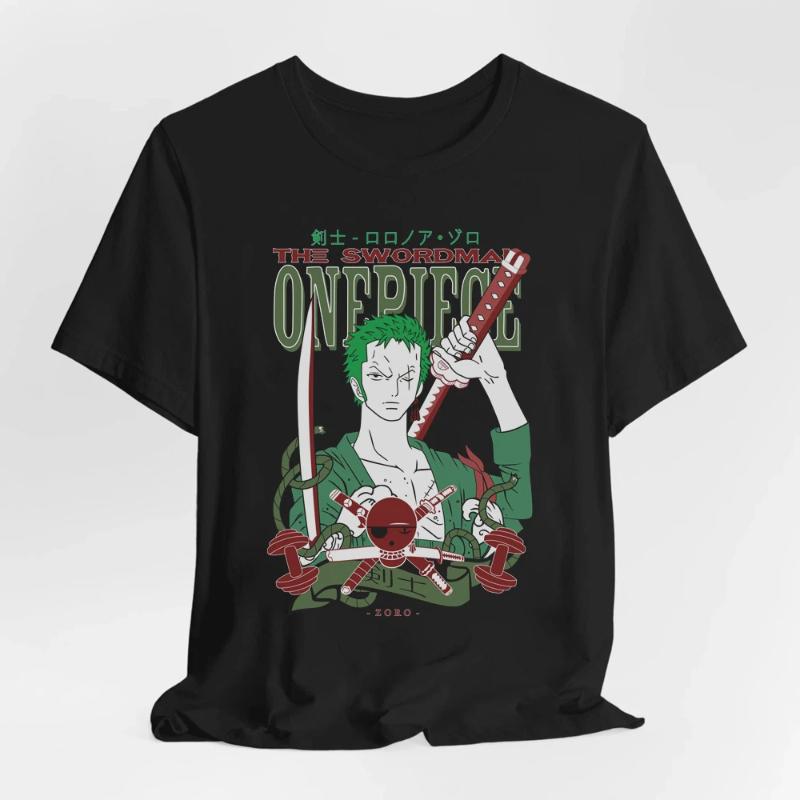 One Piece Anime T-Shirt für Herren mit Aufdruck von Roronoa Zoro, Jungen, Kindern, Harajuku, Kurzarm, Luffy-T-Shirt, Bekleidung