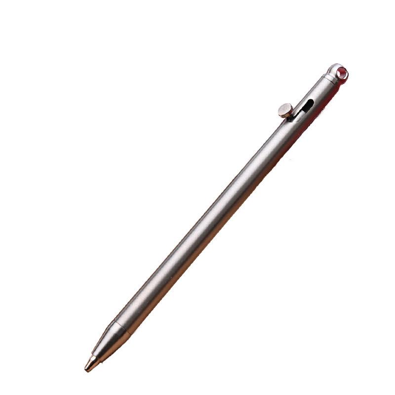 Creative Titanium Mini Bolt-Action Keychain Pen - Portable Travel Ballpoint Signature Pen Single Pen