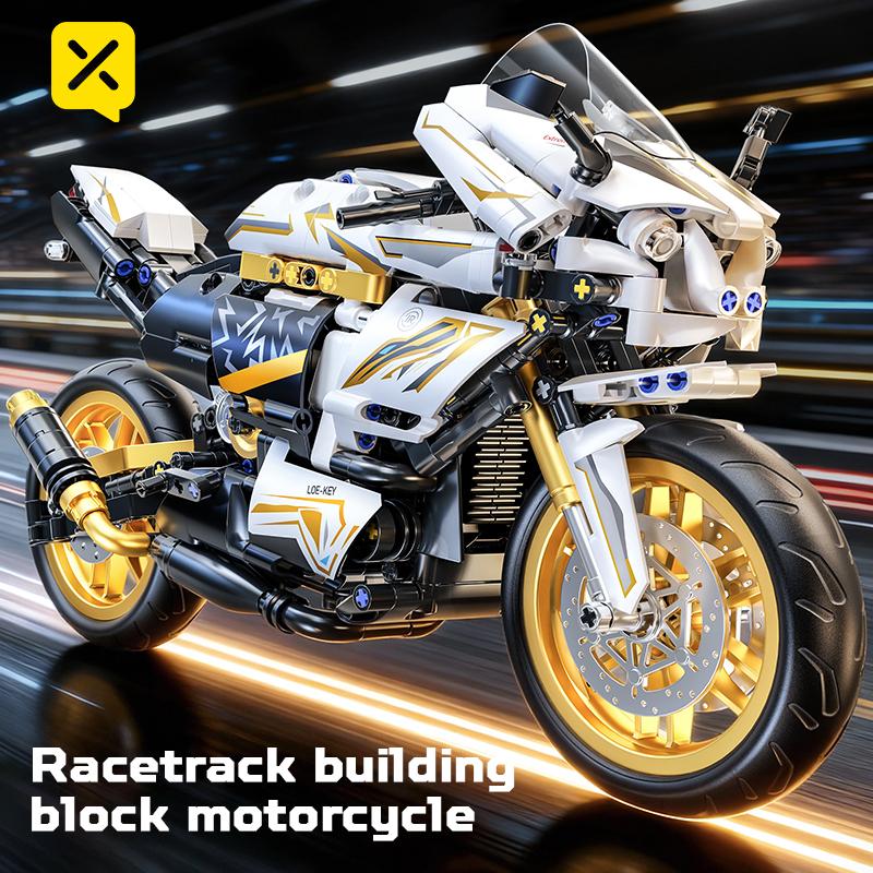 TOYLINX 1:10 Assembling Modules Motorcycle Technical Kits 704PCS City Alloy Racing Motorbike Desktop Decorations Toy Sets Gift Idea for Kids