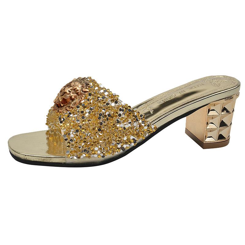 Fashion The Designer's Thick Sequined Sandals for Women Are Wearing the New Fashion Flip-flops 41-43 Large Women's Sandals T82