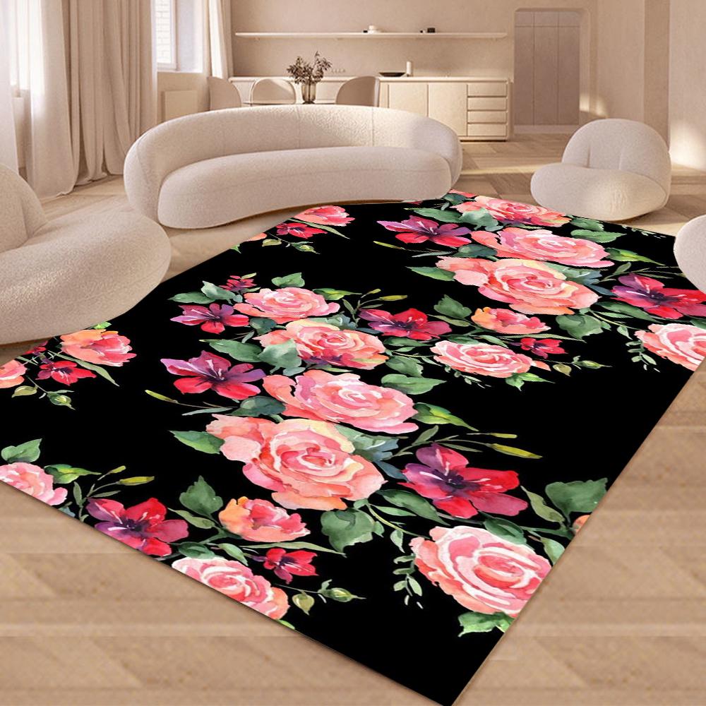 3D Nordic Flower Daisy Area Rug,Carpet Rug for Living Room Bedroom Sofa Doormat Kitchen Decoration Kids Play Non-slip Floor Mat