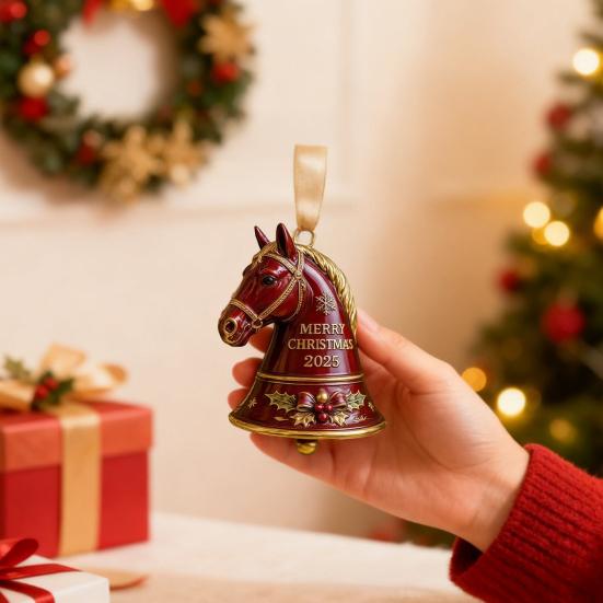 Yousheng Merry Christmas Horse Bell Decoration Home Office Holiday Party Xmas Tree Horse Shape Bell Eyes Hanging Ornament Horse Lover Gift