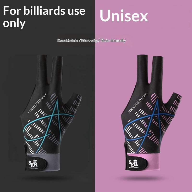 Breathable Soft Billiard Glove Anti-Slip Elastic Professional 3 Finger Fit for Indoor Billiard Sports Game Match Events