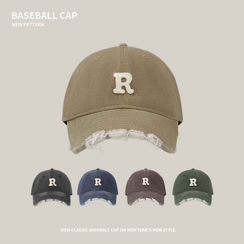 R Standard trendige Marke Retro zerrissene gewaschene Baseballkappe Vollgesichtsschutz Schirmmütze Paar vielseitige Sporthut