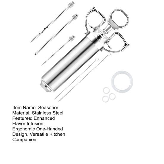 Meat Injector Kit Marinade Seasoner with Stainless Steel Needles for BBQ Grill Turkey Ergonomic Design