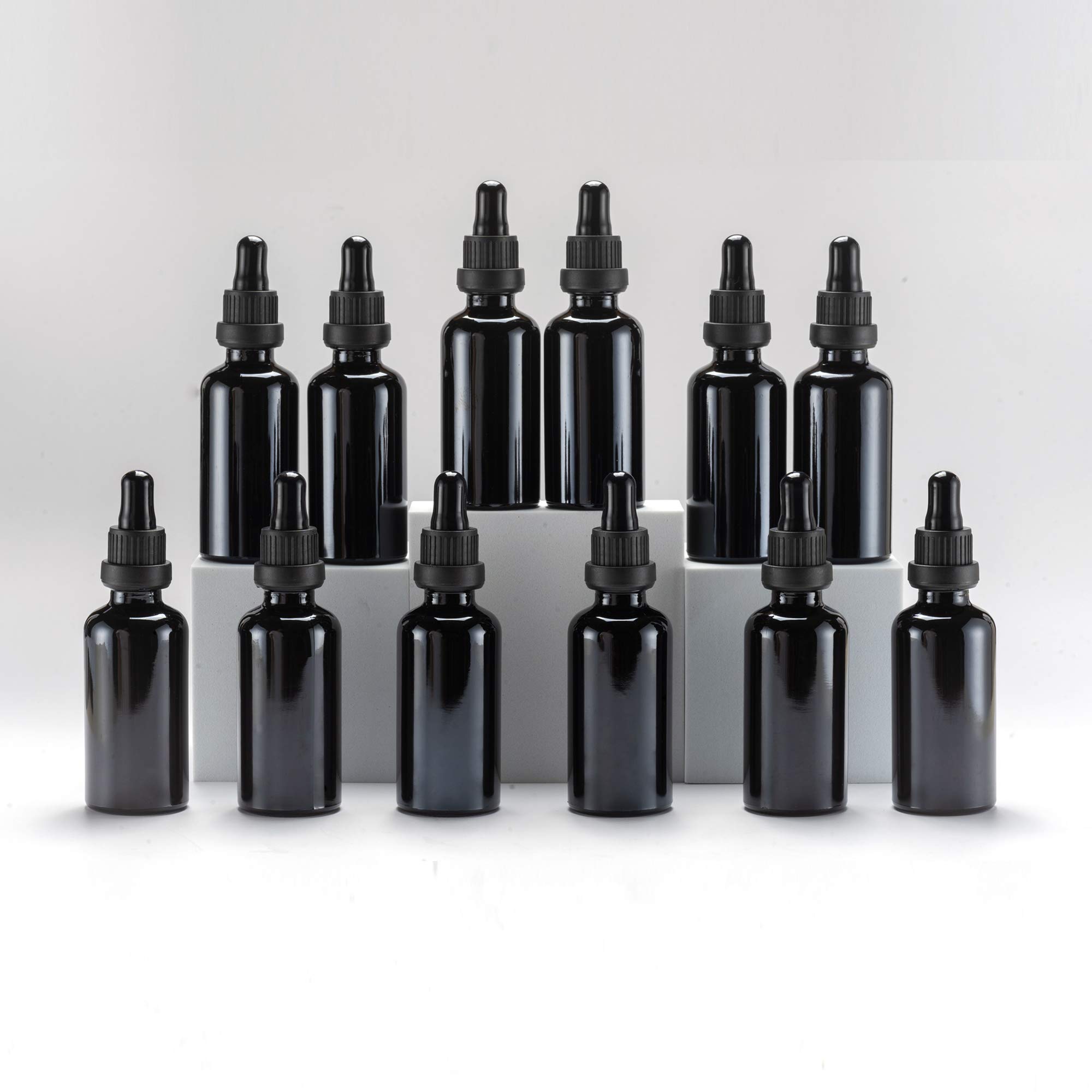 Yizhao Light-Blocking Glass Dropper Bottle 50ml Black, Aroma Oil Storage Container, Essential Oil Bottle, Glass Dropper Bottle, for Essential Oils, Di