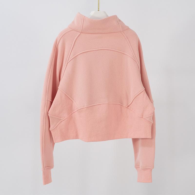 Women's High Collar Thick Sweater: Long Sleeve, Half-Zip, Loose Fit for Jogging, Fitness & Yoga In Autumn and Winter.