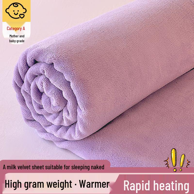 Luxurious Velvet Bed Sheet – Thick, Solid Color, for 1.5m/1.8m Beds, Ideal for Autumn/Winter