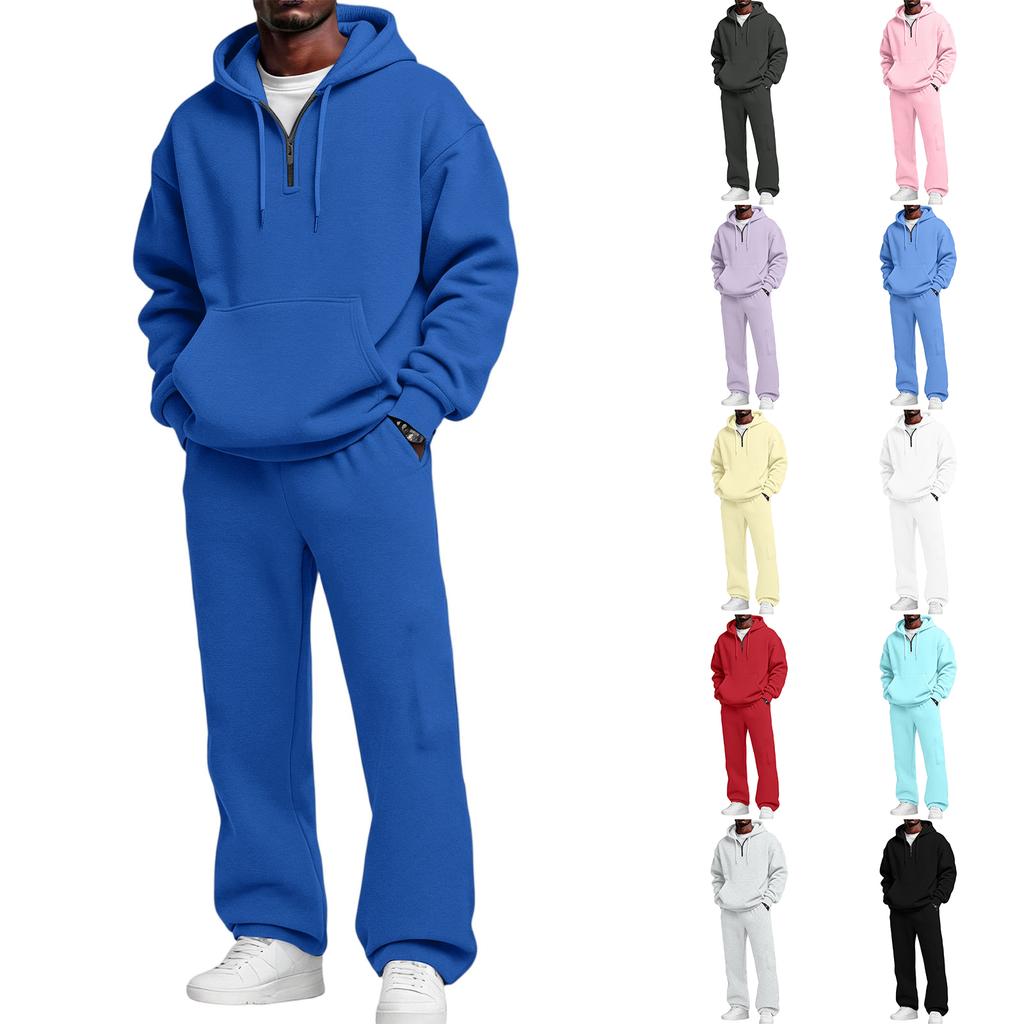 Herren 2-teiliges Set: Reißverschluss-Kapuzenpullover und Jogginghose mit elastischem Bund für Outdoor-Sport und Freizeit