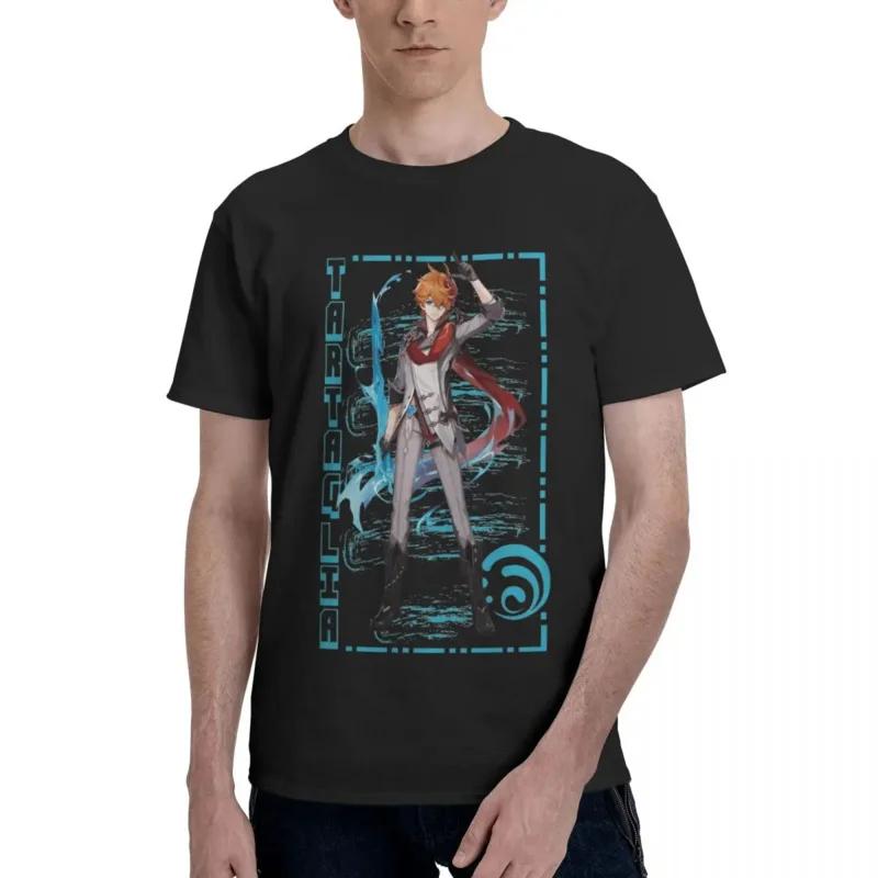 

Y2K Childe Tartaglia Men S T Genshin Impact Novelty Tee Short Sleeve Crewneck T-Shirt 100% Cotton Summer Clothes 5XL різнокольоровий