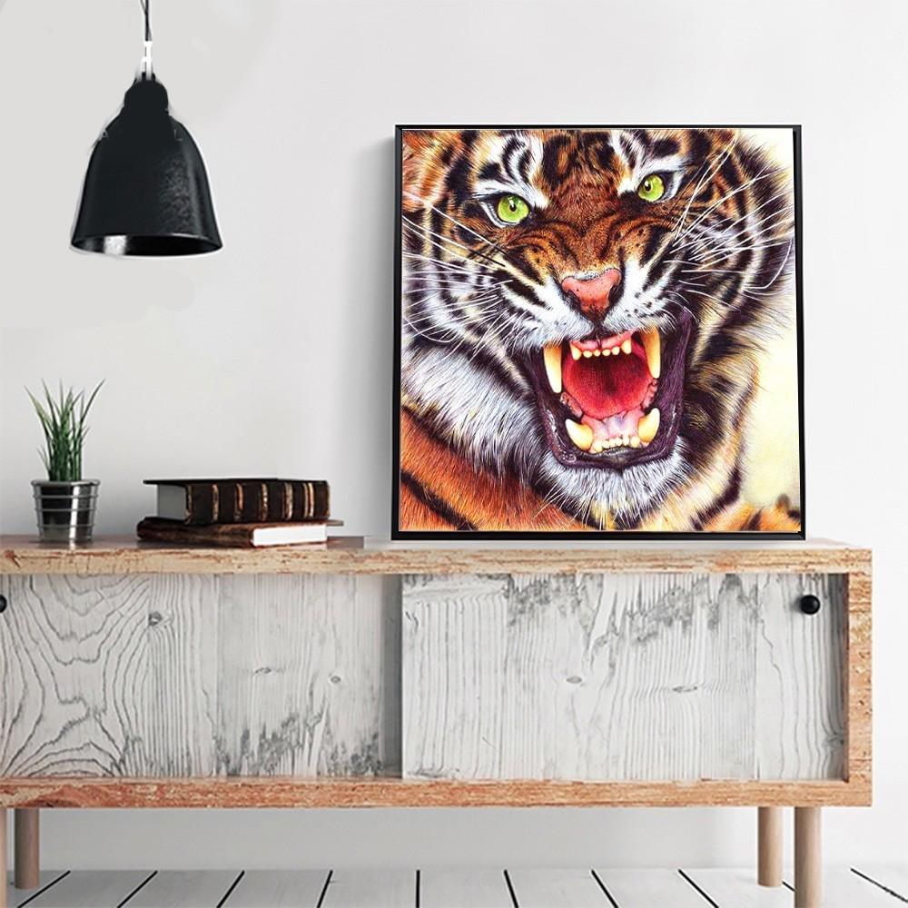 Pictură cu diamant 5D DIY Tigru Animal Broderie rotund complet Vanzare Diamant Mozaic Stras Imagine