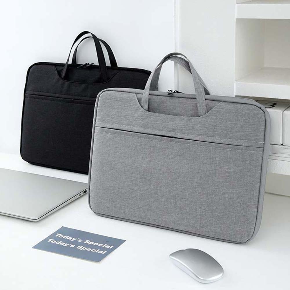 Oxford Cloth Laptop Handbag 13.3 Inch/15.6 Inch Solid Color Computer Storage Bag Fixed Webbing Polyester Business Briefcase
