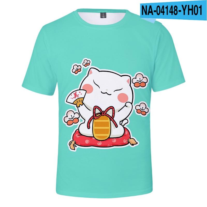Children's Cat Adult 3D Printed Short Sleeve Men's Street Trend 3D Color Printed Short Sleeve T-shirt Tops & T-shirts (men’s)