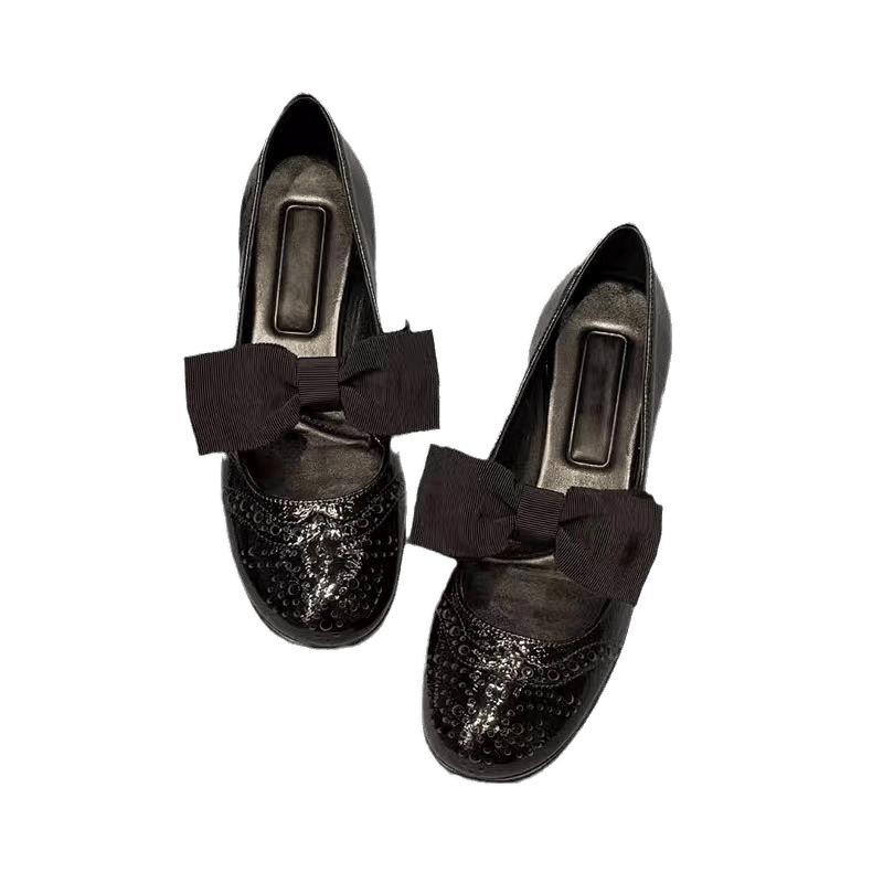 New square head thick heel color matching bow Mary Jane shoes women's trend fashion versatile temperament single shoes