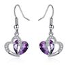 2Pcs/Set Women Jewelry Set Valentine Day Shining Heart Shaped Faux Crystal Necklace Hook Earrings Set