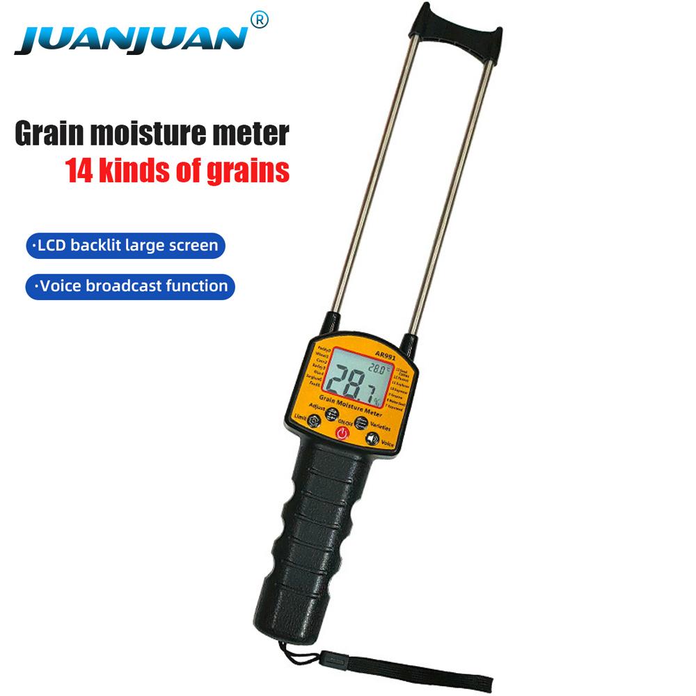 Handheld Grains Moisture Meter for 14 Kinds Grains Corn Wheat Sorghum Rice Peanut Grain Humidity Tester LCD Moisture Detector