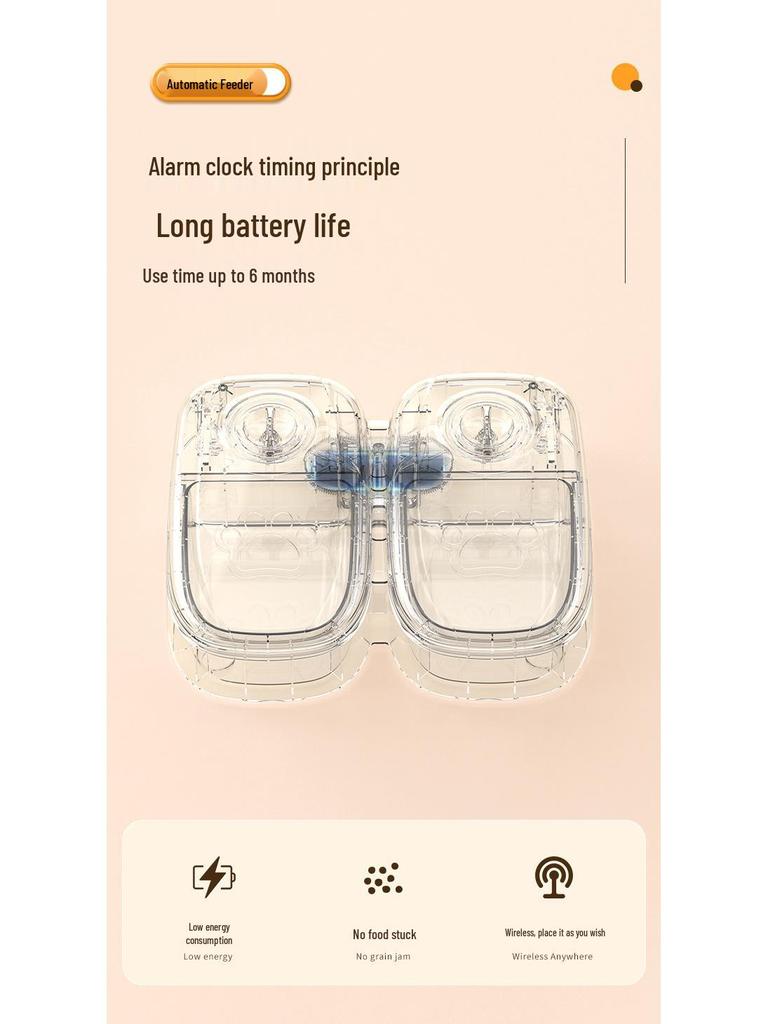 Automatic Double Bowl Pet Feeder for Dogs and Cats - Timed and Quantitative Feeding for Dry and Wet Food