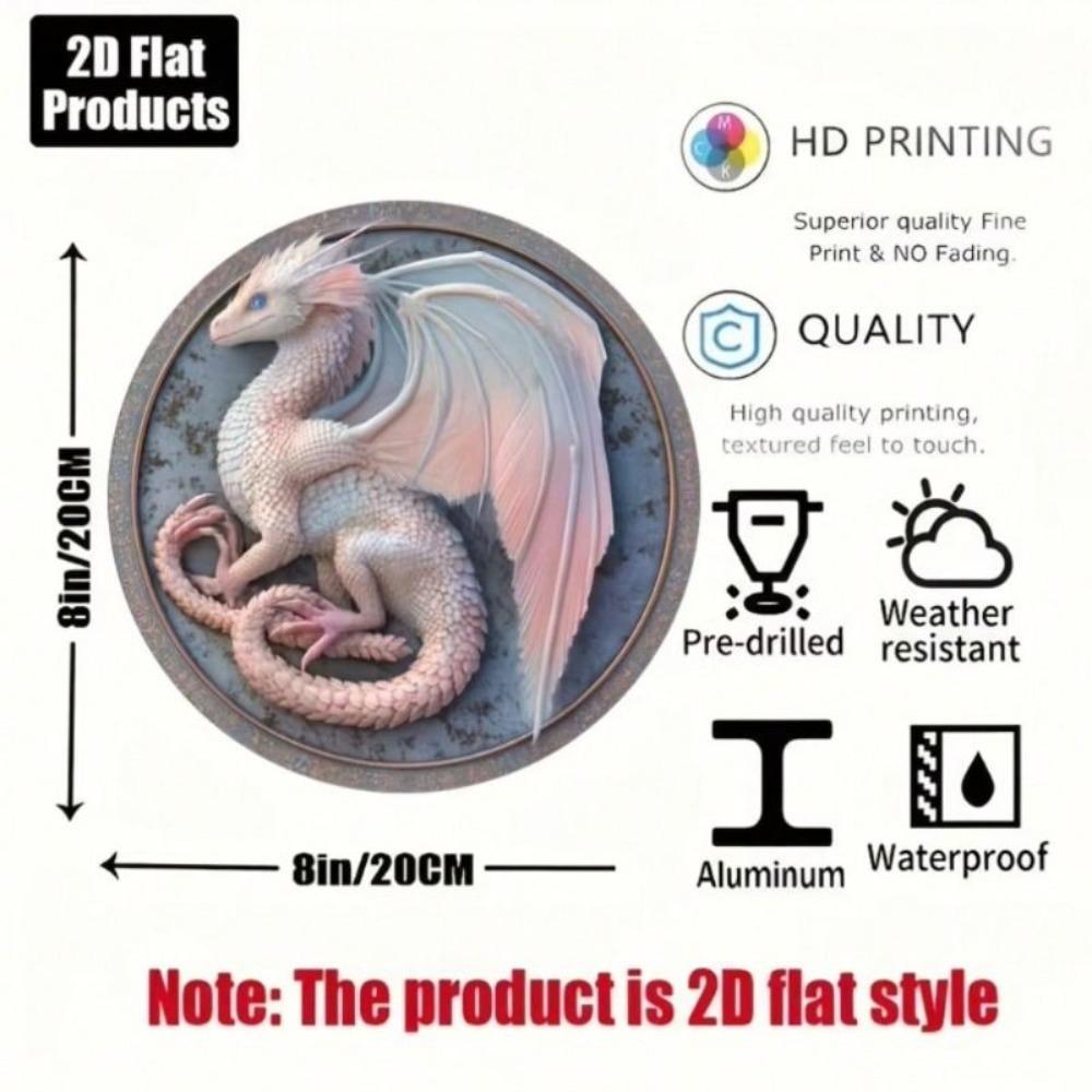 Metal Wall Art Dragon Round 8cm Vintage Bar Decor Rustic Gift