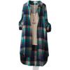 Spring Autumn Medium Length Shirt Checkered Shirt Women's Loose Large Size Long Sleeve Sunscreen Coat Blouses & Shirts