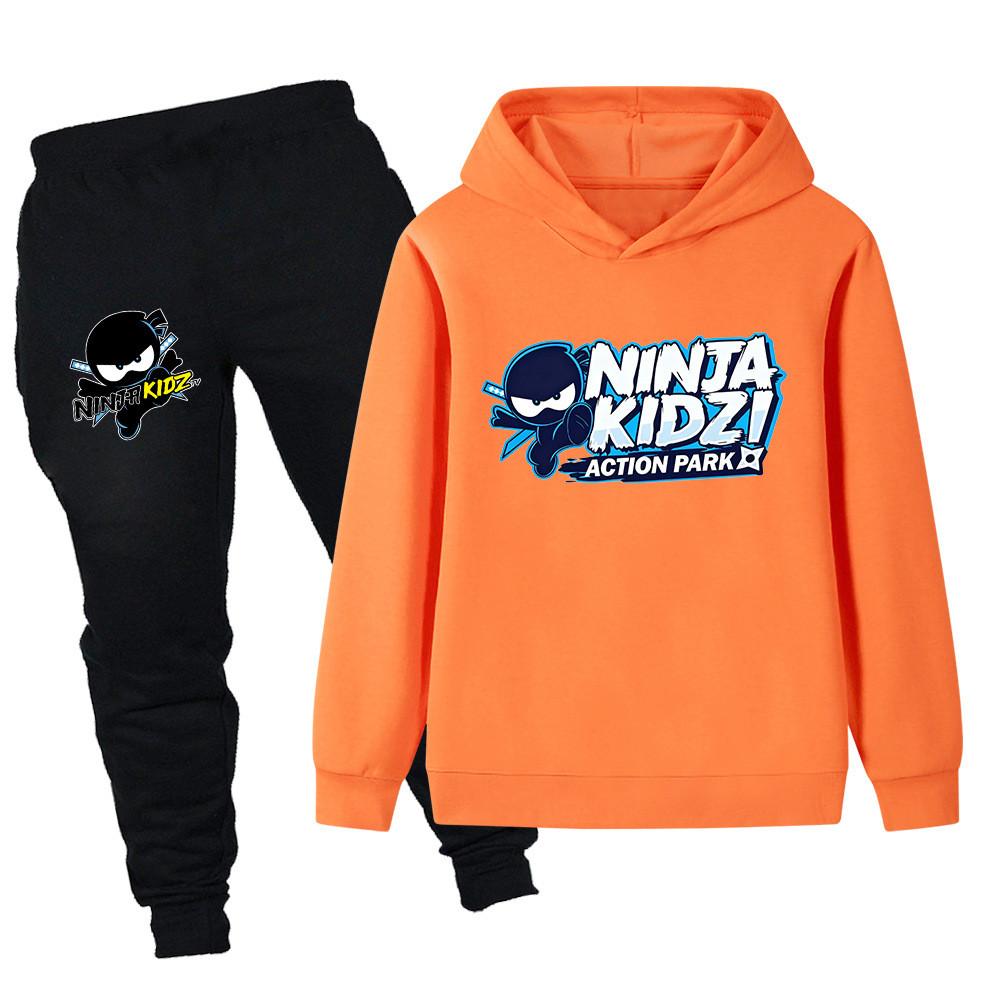 PB1174 Kids Boys Girls NINJA KIDZ Printed Long Sleeves Hoodie Trousers Top Pants Clothes Sets