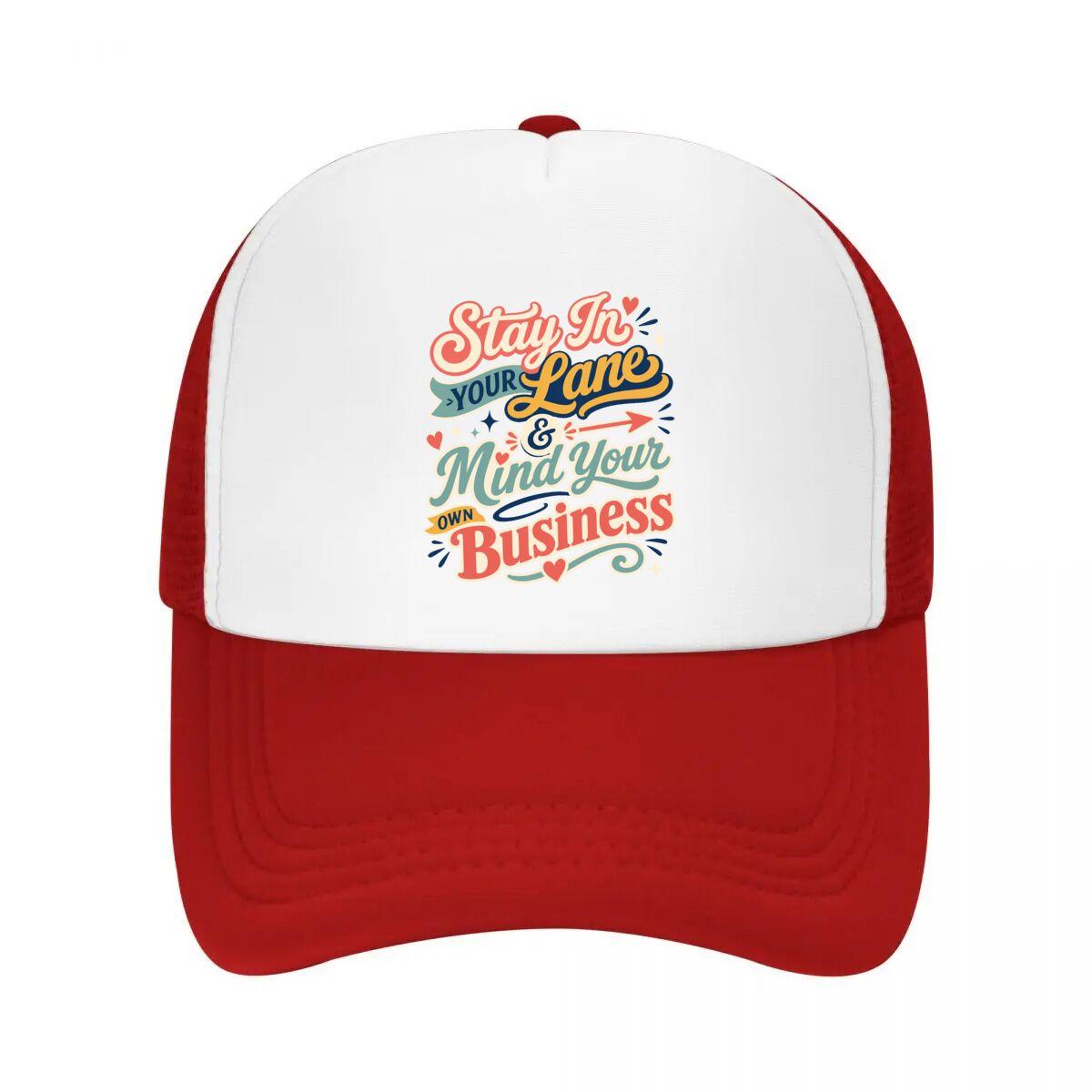 Stay In Your Lane Quote Mesh Baseball Cap Casual Hat Outdoor For Womens Unisex FeUnisex One Size
