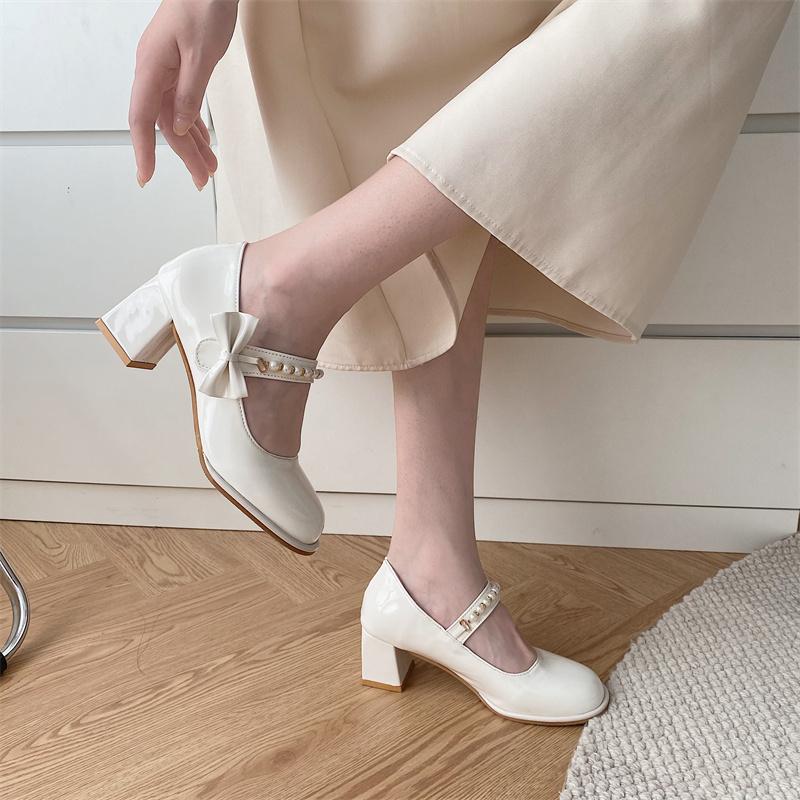 Fashion Versatile High Heels Mary Jane Women's Shoes 2025 New Skirt Wine Gentle High Heels Women's Shoes