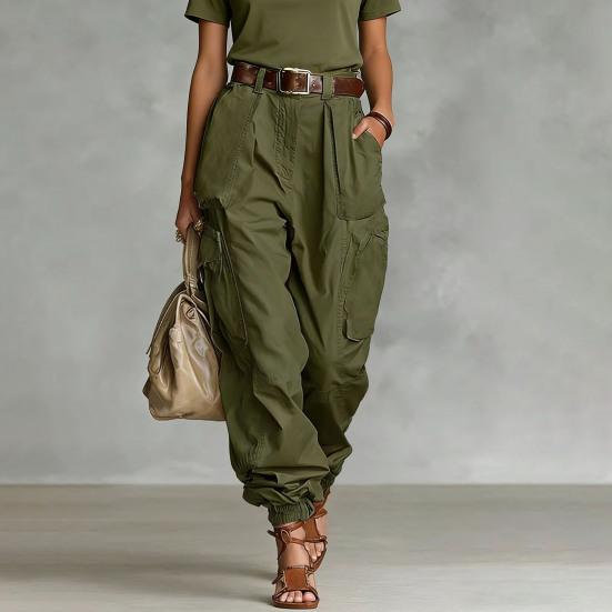 Cargo-Hose Verstellbare Beinöffnungen Volle Knöchellänge Seitentaschen Baggy-Hose Einfarbige Locker geschnittene Streetwear Freizeit-Hose