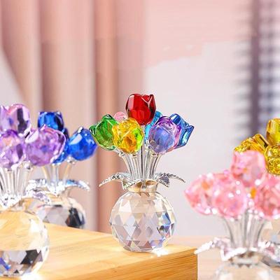 Ornate Crystal Rose Sculpture Handmade Artful Decor for Romantic Atmosphere