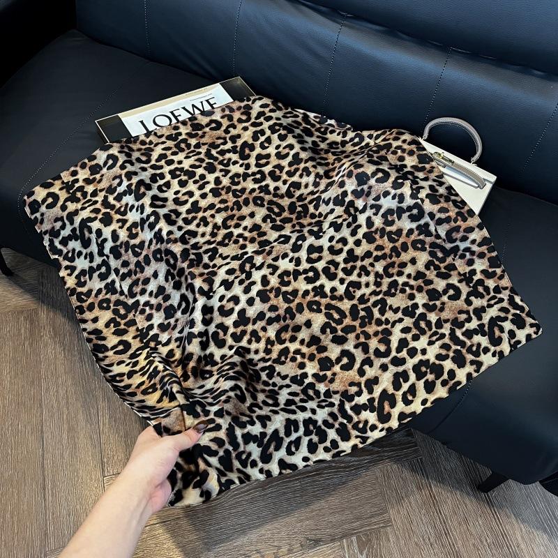 Silk scarf women's spring and autumn decoration versatile ins simple style striped square scarf streamer simulation silk fashion scarf scarf scarf
