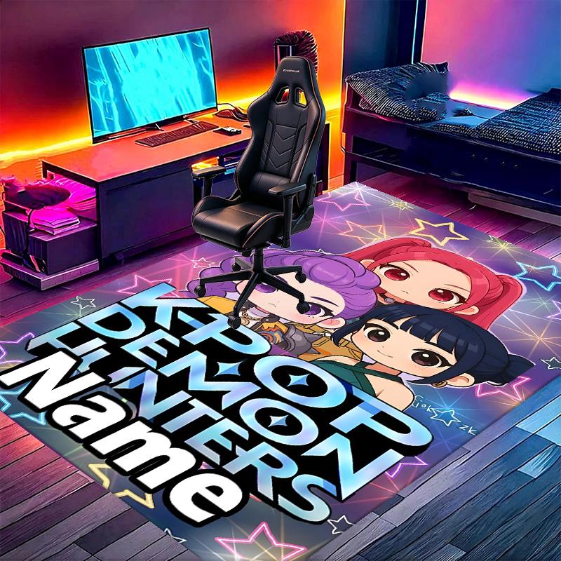 Custom Name Personalized KPop Demon Hunters Print Carpet, Versatile Home Decor Rug, for Playroom, Apartment, Balcony, Entryway, Hallway Gift