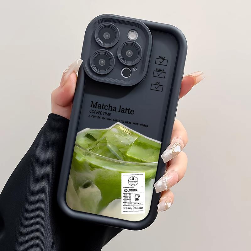 Funny Iced Coffee Phone Case For IPhone 16 15 14 13 12 11 17 Pro Max Case 14 15 Plus 17Air Cute Cartoon Matcha Milk Soft Cover