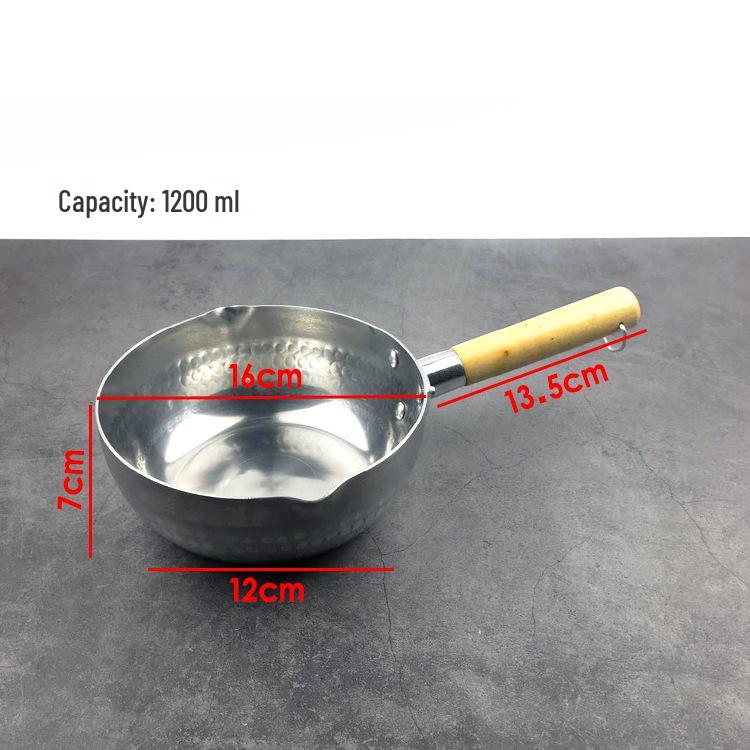 

Yukihira Non-Stick Pot with Wooden Handle for Cooking Soup, Rice, Noodles, and Milk - Thickened Aluminum for Commercial Use