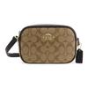 Crossbody Bag Jamie 19 Zipper Closure Internal Multi-function Pocket Dual Card Slots Signature Coated Canvas and Smooth Leather Small Women's