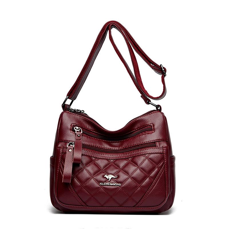 Crossbody Bag - Autumn/Winter Fashion Multi-layered Shoulder Bag - Soft Leather - Maternal Bag for Middle-aged Women