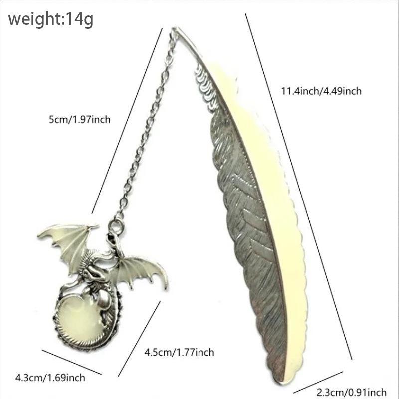Luminous Metal Bookmark with Owl & Dragon Design