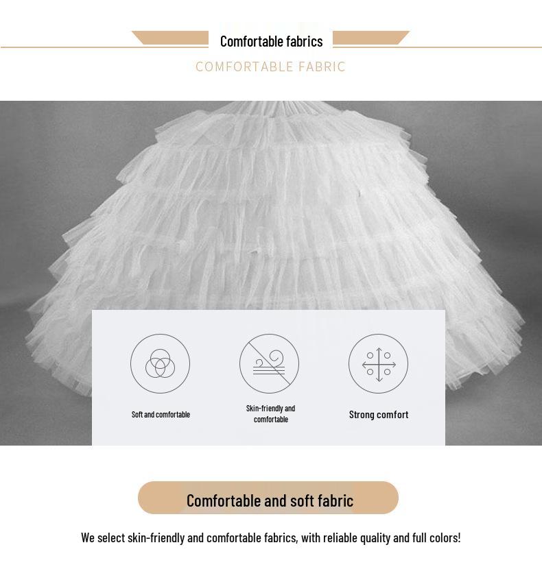 Petticoat Extended Super Puffy Plus Size Bridal Gown with Adjustable Six-Bone Crinoline and 6-Gauge Hoop