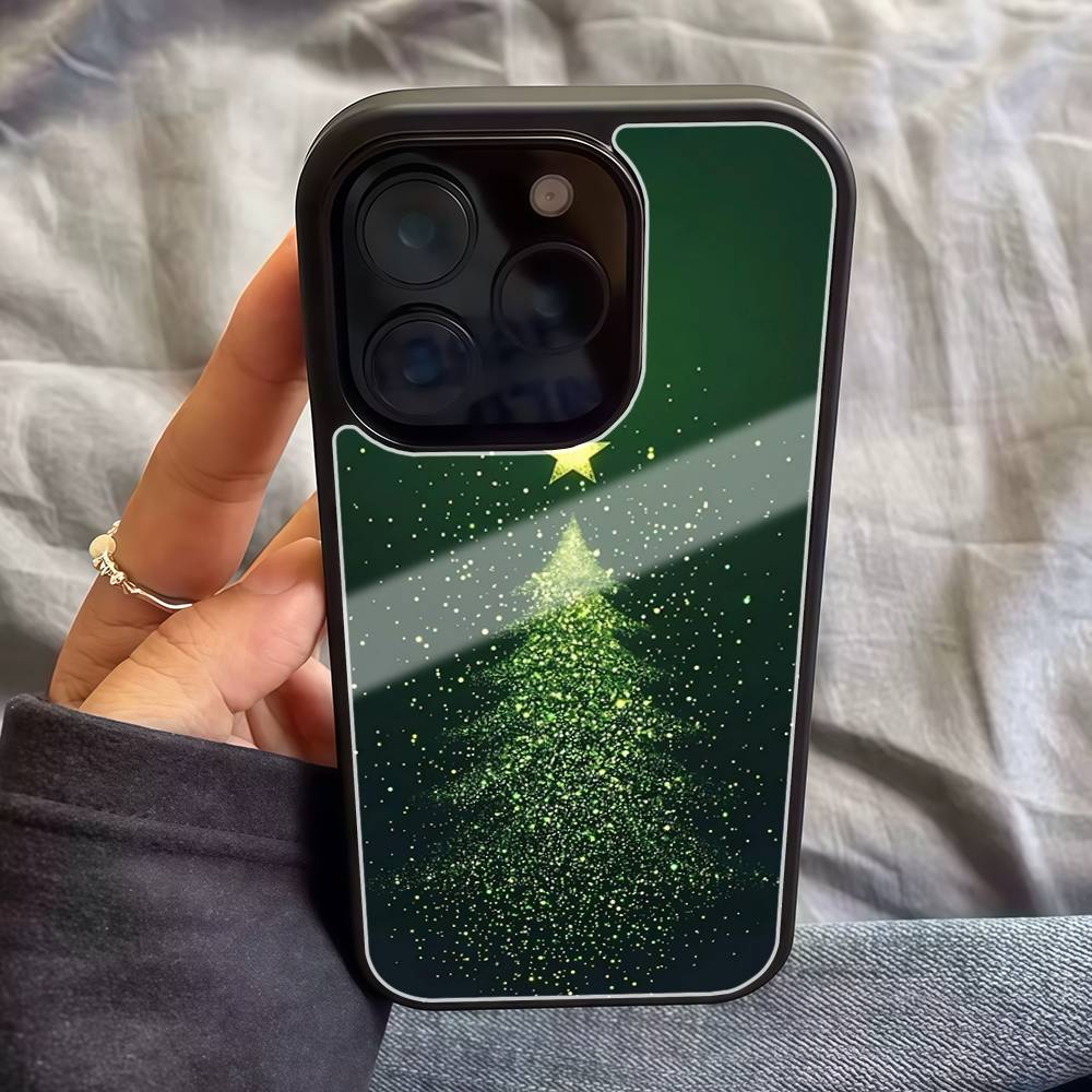 Christmas Tree Pattern Fashion Ins Phone Case For IPhone17 16 15 14 13 12 11 Pro Max Glossy HD Hard PC Cover