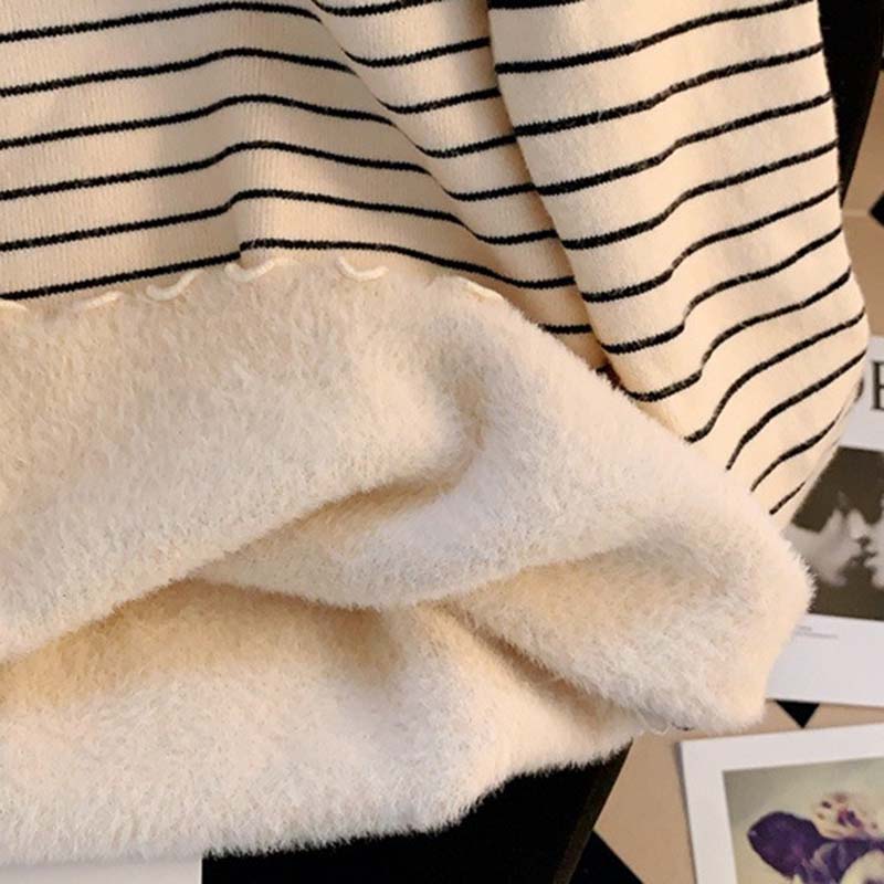 Sweatshirt for Women Autumn Winter Thickened Warm Stretchy Long Sleeve Oversize Tops