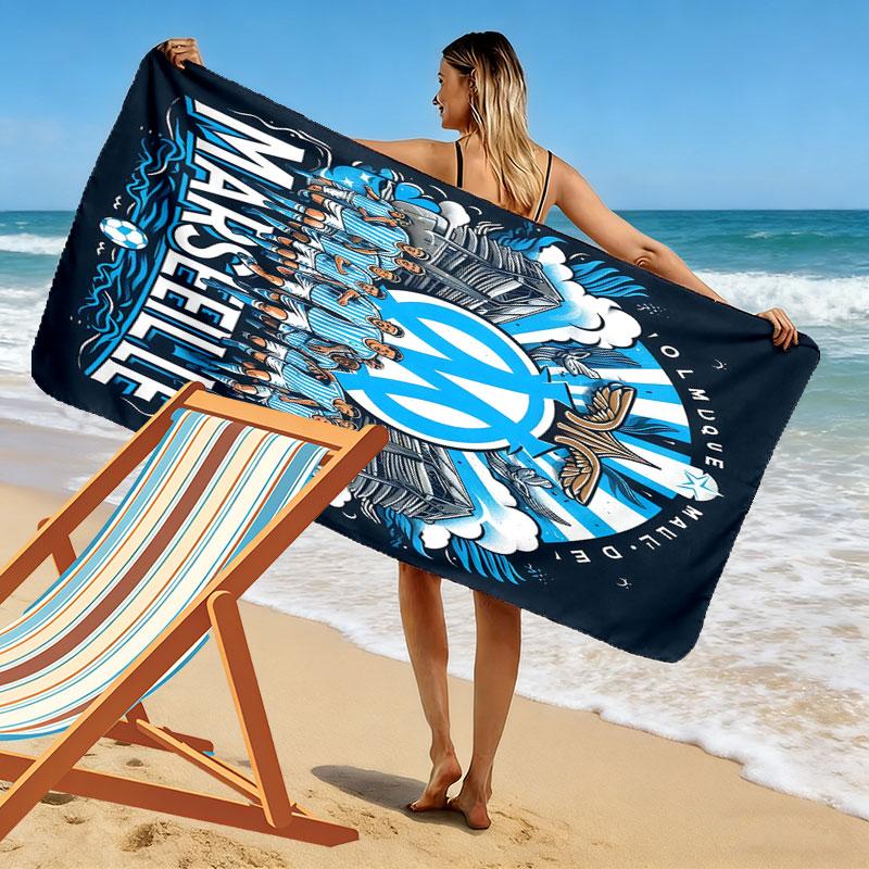 l'Oheme Logo Print Beach Towel, Large Soft Quick Dry Towel for Beach Camping Swimming