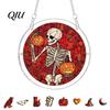 Halloween Puzzle Decoration Acrylic Decor, 2D Ghost Pumpkin Skeleton Hanging Sign, Faux Sign Stained Glass Spooky for Party Home Stress Relief
