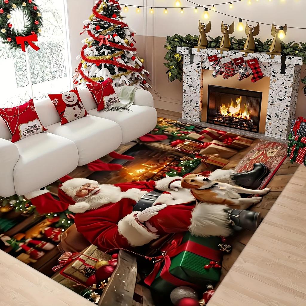 Santa Claus-Themed Pattern Carpet Merry Christmas Carpet Rug for Bedroom Carpet Live Room Large Size Mat Area Rugs Home Decor