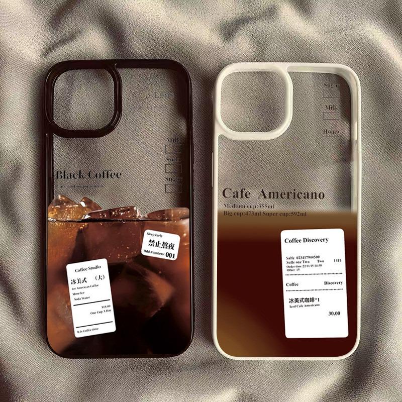 Ice Coffee Pattern Phone Case Iphone15pro For iPhone 16 15 Pro Max 16pro 14 13 12 11 XS X XR 7 8 Plus Acrylic Hard Shell