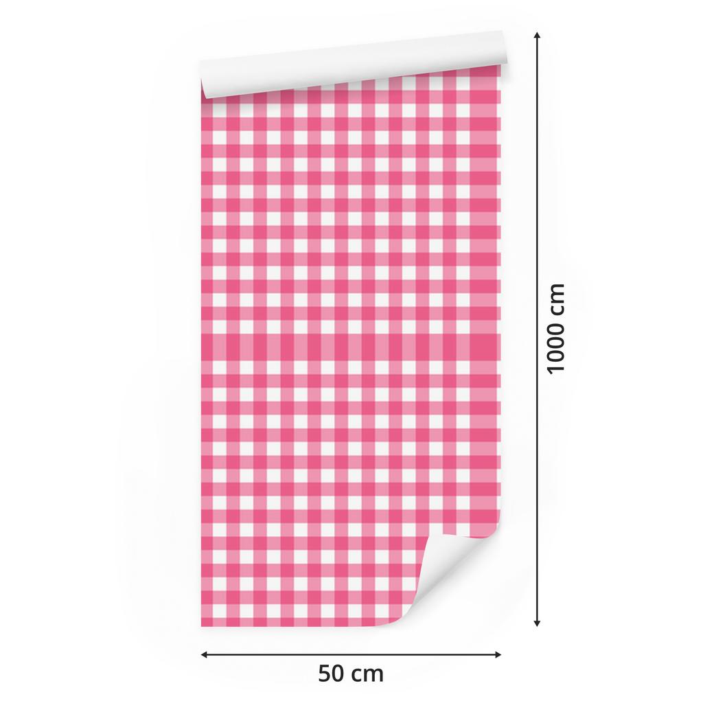 Wallpaper Fabric Pattern Powder Pink, White and Pink 50x1000