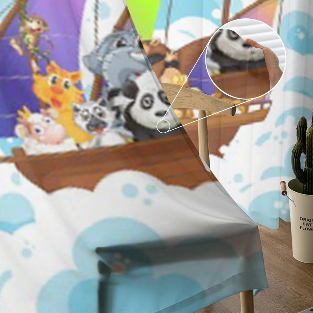 Many Animals On A Boat Tulle Curtains For Living Room Decoration Modern Veil Chiffon Curtains Bedroom Sheer Drapes