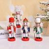 4 Pieces Christmas Wooden Nutcracker Ornament Wood Standing King Figurines Holiday Table Shelf Display Toy Home Decor