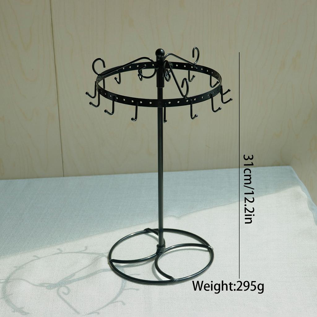Rotating Jewelry Display Stand Round Metal Necklace Organizer For Hanging Earrings Rings Bracelets Watches Accessories