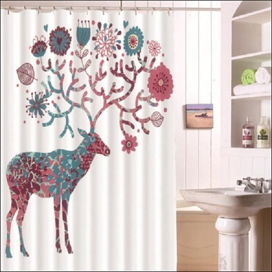 Polyester Shower Deer Curtain Print Bathroom Decoration Simple Practical And