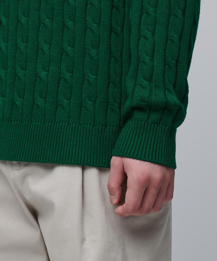 MUSINSA STANDARD Cable Crew Neck Knit [Jolly Green]