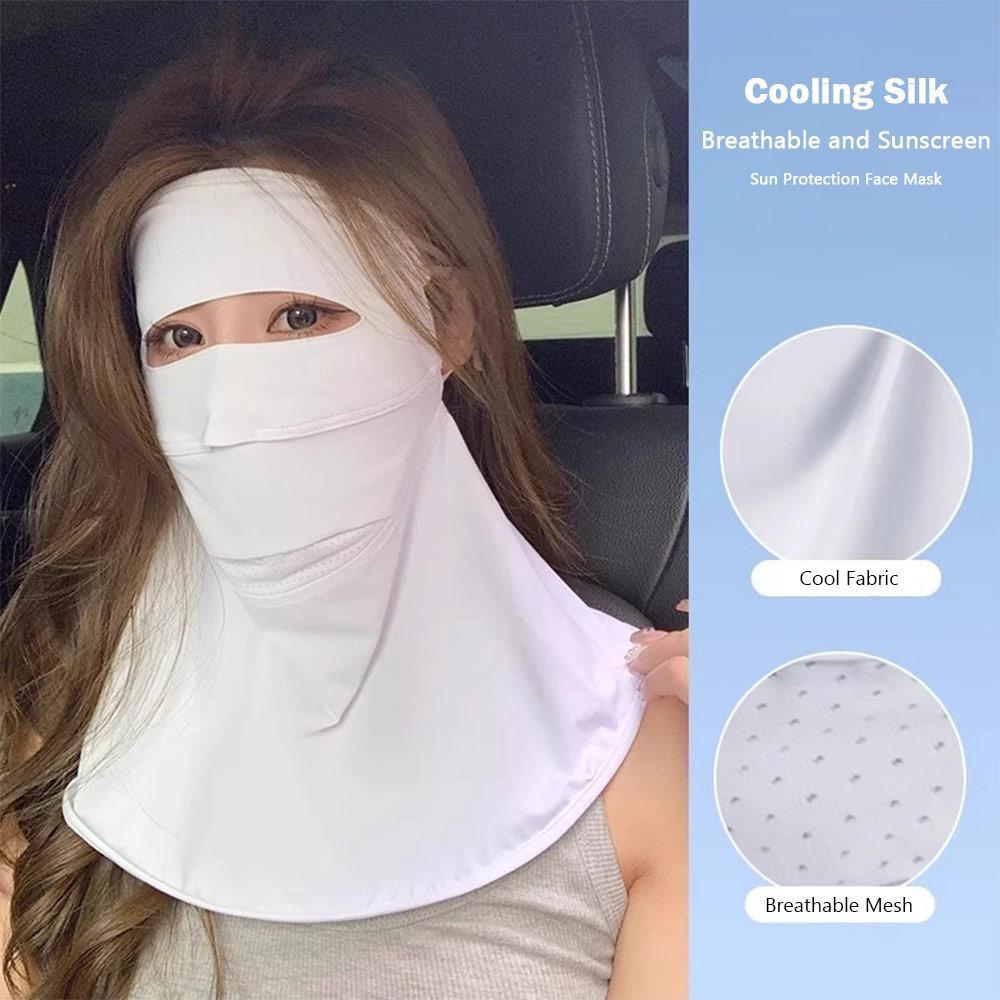

Breathable Sun Protection Ice Silk Mask Traceless UPF50+ Riding Facemask Anti-UV Driving Face Mask Outdoor бежевый